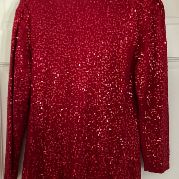 Red Sequined Cowl Neck Sweater Size Large Petite - Picture 14 of 16